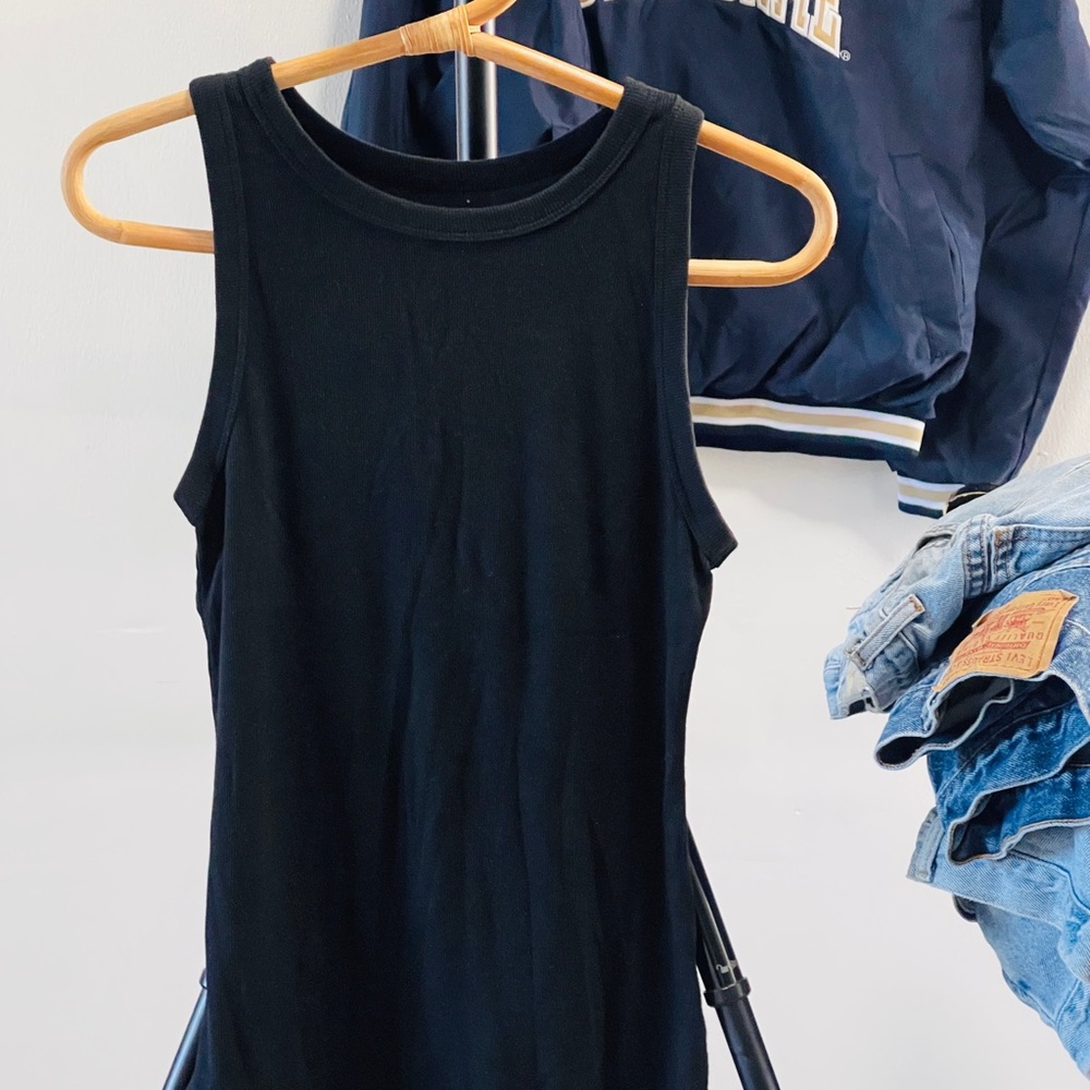 A new day black tank top.
